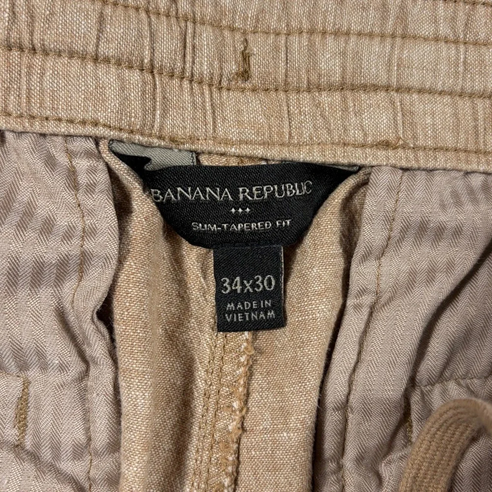 Banana Republic Pants Mens 34x24 (actual) Slim-Tapered Linen Cotton Khaki Brown